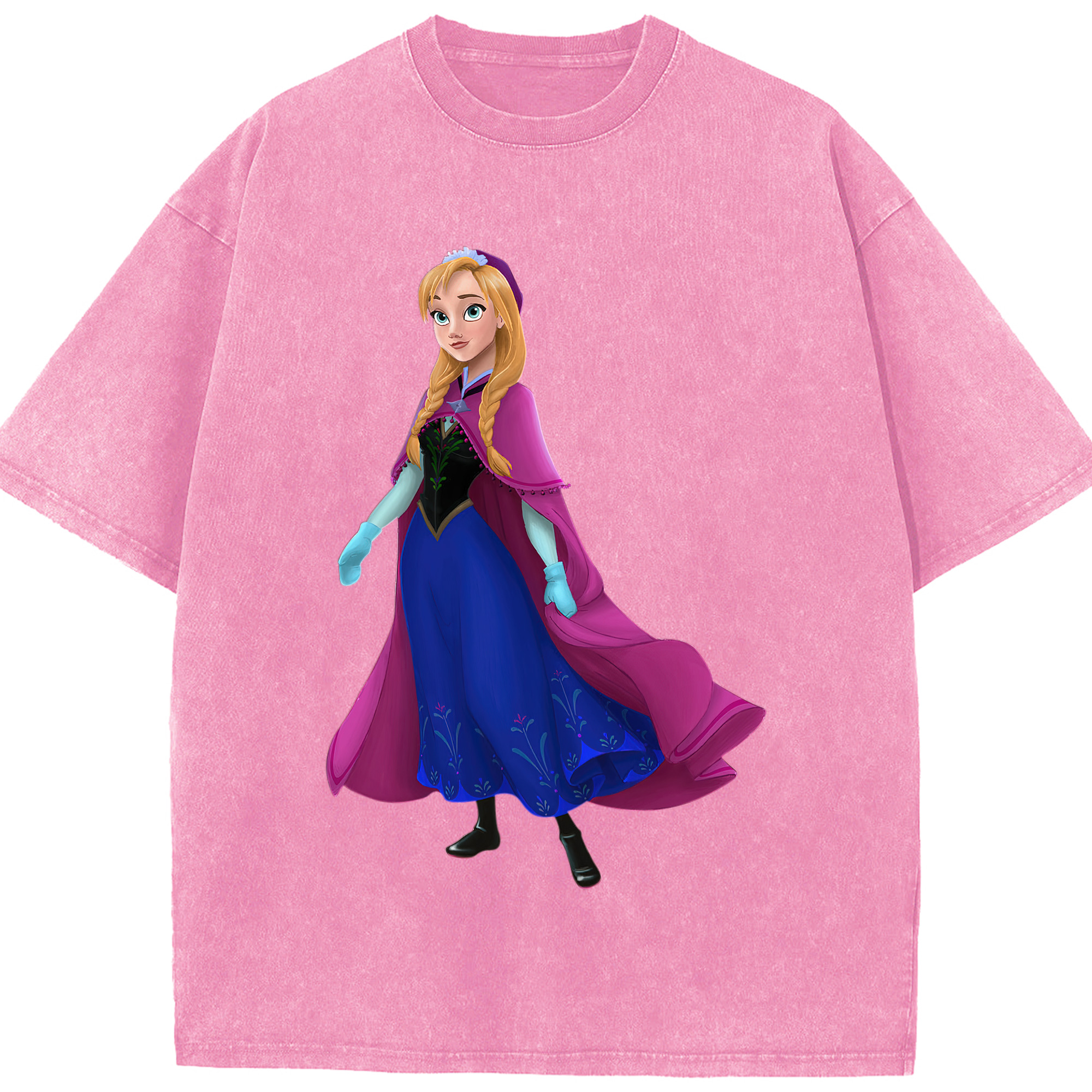 （画像用） アナと雪の女王 アンナ エルサ Frozen Anna Elsa 綿100% ヴィンテージ風 半袖Tシャツ（フロントプリント）